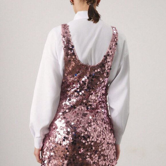 Pink Casual Women's Sequin Strap Sequined Mini Dress - Picture 2 of 5